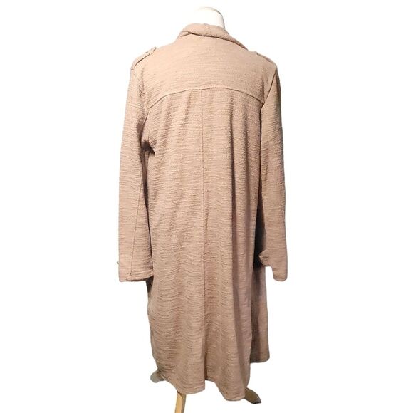 BB Dakota Revolution Drapey Boucle Trench Coat Tan Birch Womens Large - Picture 3 of 12